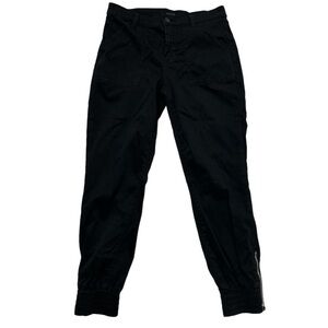 J Brand Jogger Pants Elastic Cuffs Zipper Fly & Button Close Ankle Zipper Black